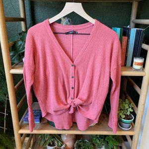 Abercrombie & Fitch Tie Front Pink Long Sleeve XS Shirt